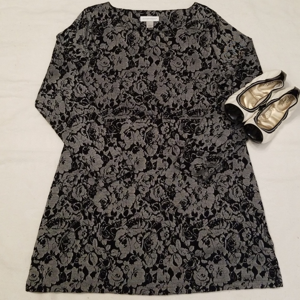 Christopher & Banks tunic grey metallic floral lg